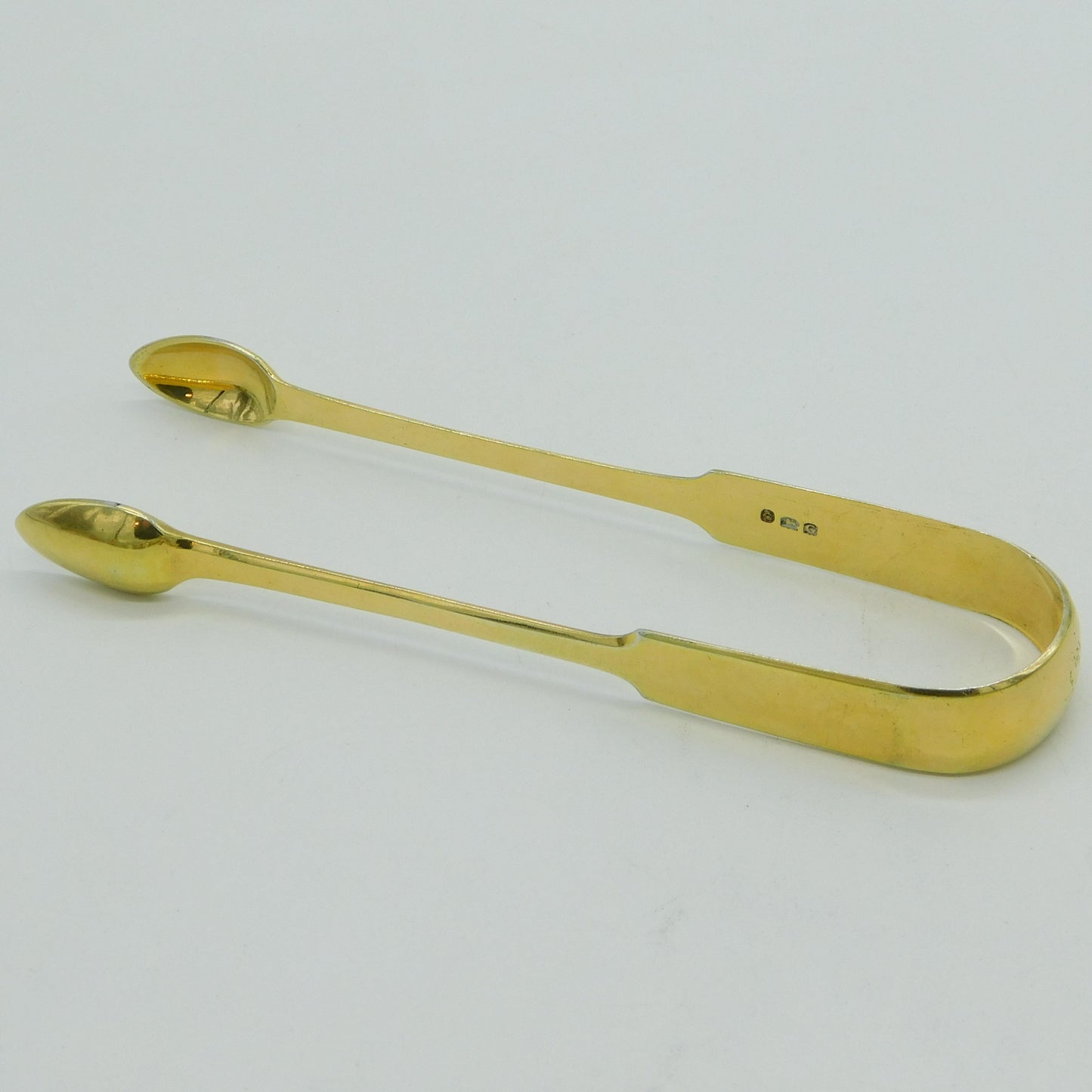 George III Sterling Silver Gilt Crested Sugar Tongs Antique 1802 London