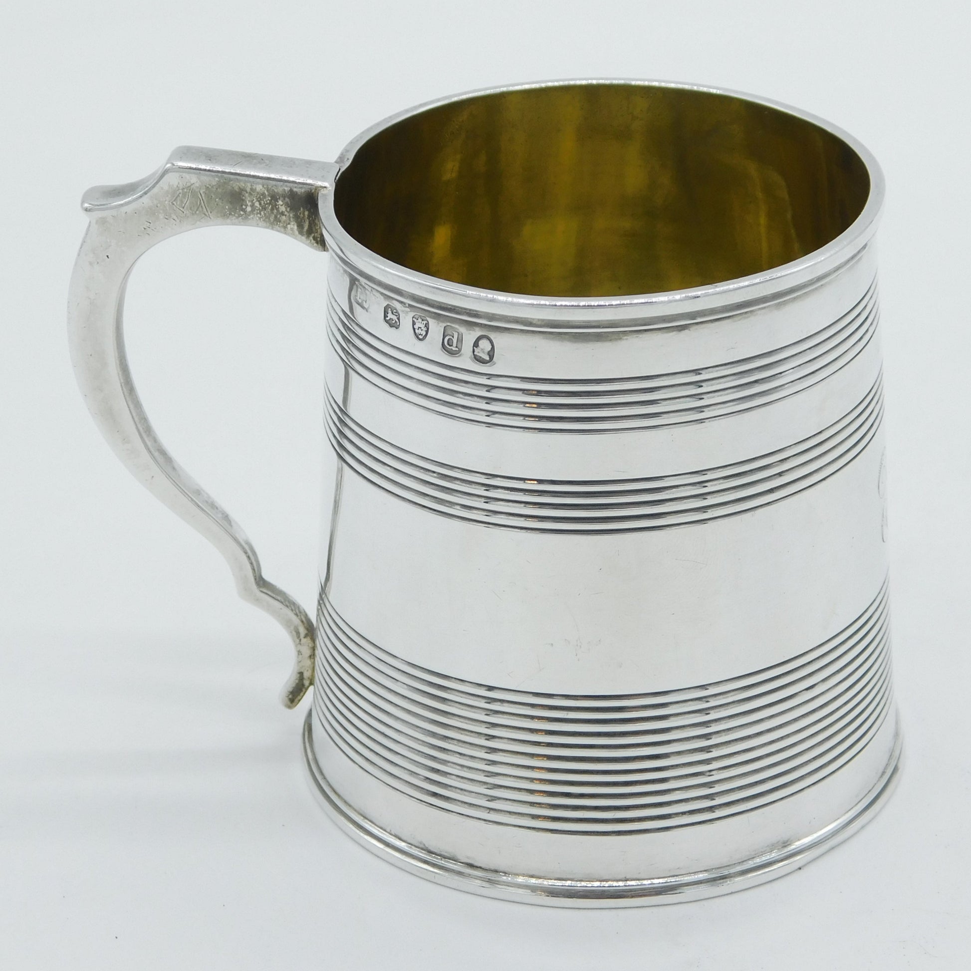 George III Sterling Silver Lined Pattern Christening Mug Antique 1779 London