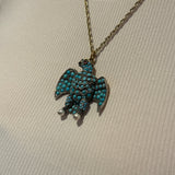 Georgian 18ct Gold & Silver Pave Set Turquoise Eagle Mourning Pendant Antique c1830