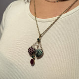 Georgian 18ct Gold, Ruby, Emerald & Pearl Set Lavalier Sweetheart Drop Pendant c1820