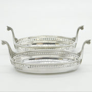 Pair of Sterling Silver Viking Ship Form Novelty Salt Cellars Antique 1927 Birmingham