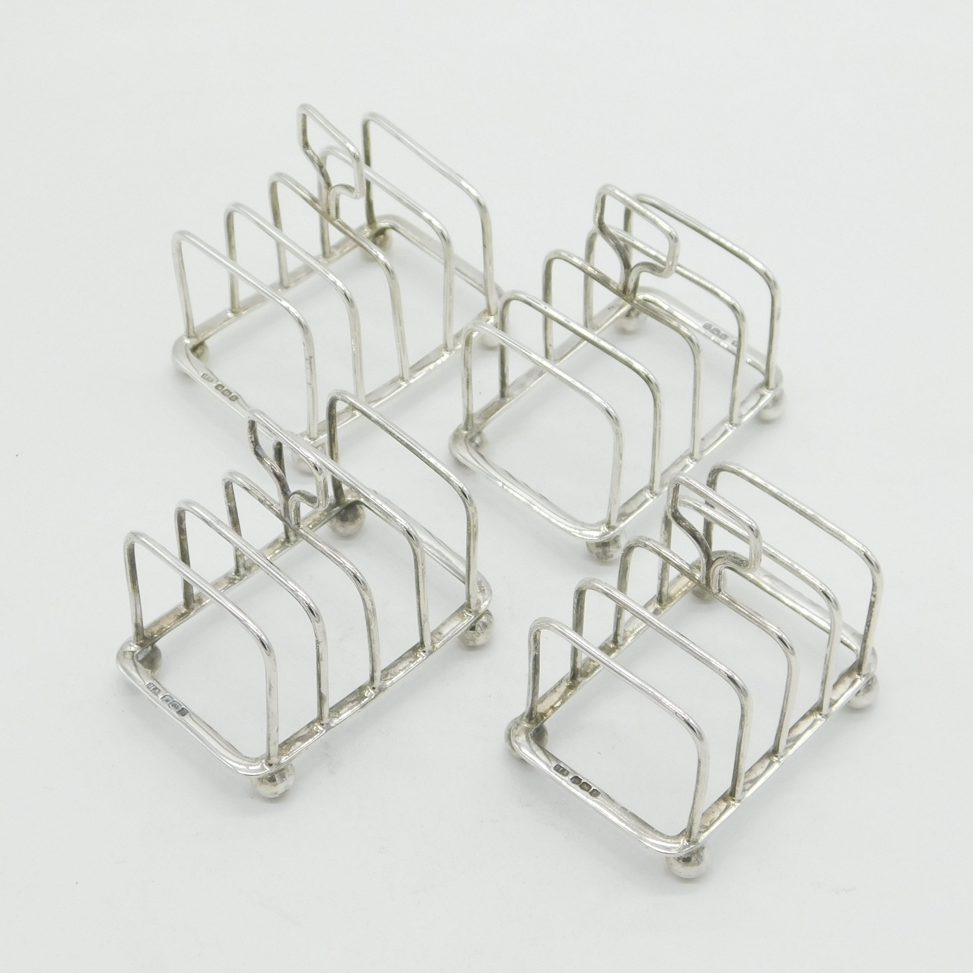 Set of Four Sterling Silver Toast Racks Antique 1919 Sheffield Art Deco