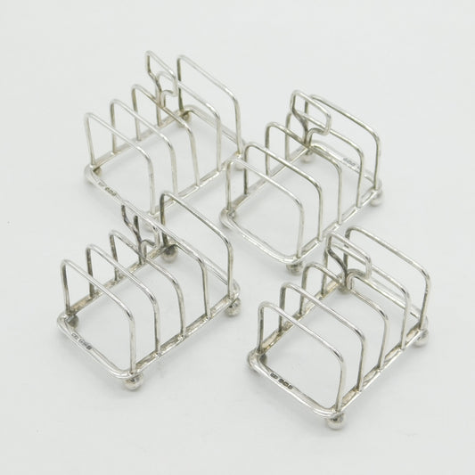 Set of Four Sterling Silver Toast Racks Antique 1919 Sheffield Art Deco