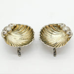 Victorian Pair of Sterling Silver Dolphin & Shell Salt Cellars Antique 1865 Birmingham