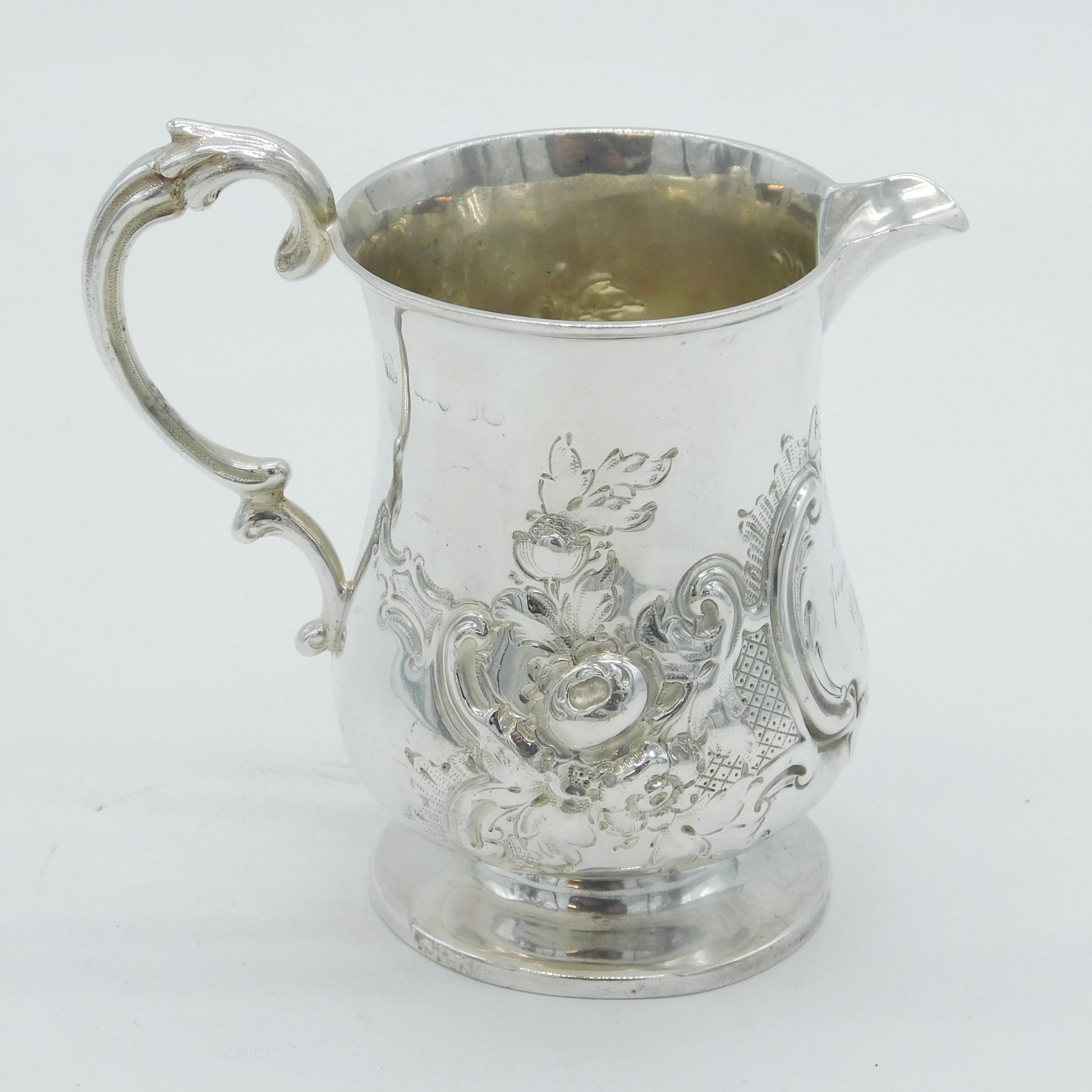 Victorian Sterling Silver Floral Pattern Cream Jug Antique 1860 London