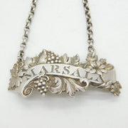 Victorian Sterling Silver Floral Pattern Marsala Decanter Label Antique 1844 London