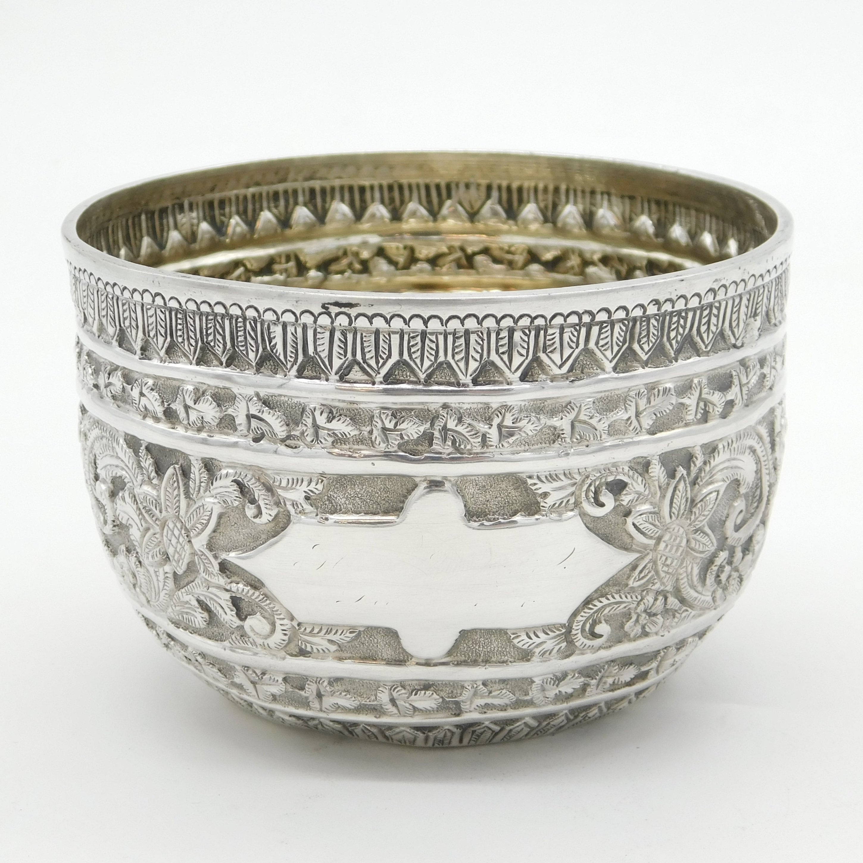 Victorian Sterling Silver Floral Pattern Sugar Bowl Antique 1891 London