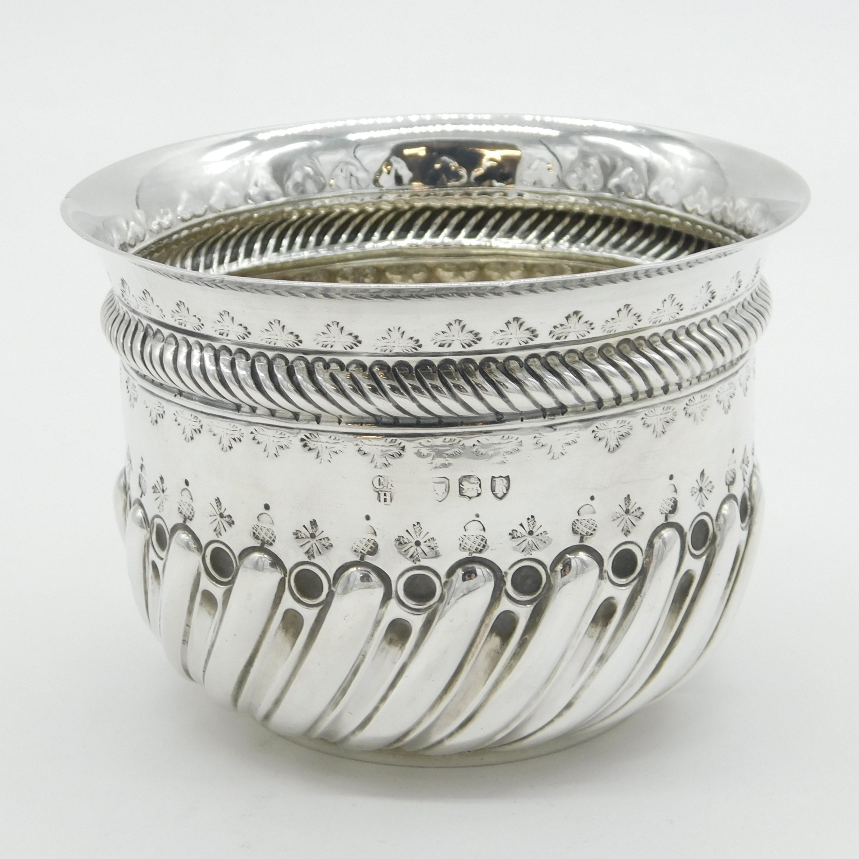 Victorian Sterling Silver George II Shilling Coin Set Sugar Bowl Antique 1892